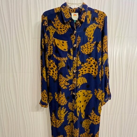 FARM Rio Navy and Yellow Bananica Jumpsuit, Size S - Picture 2 of 3